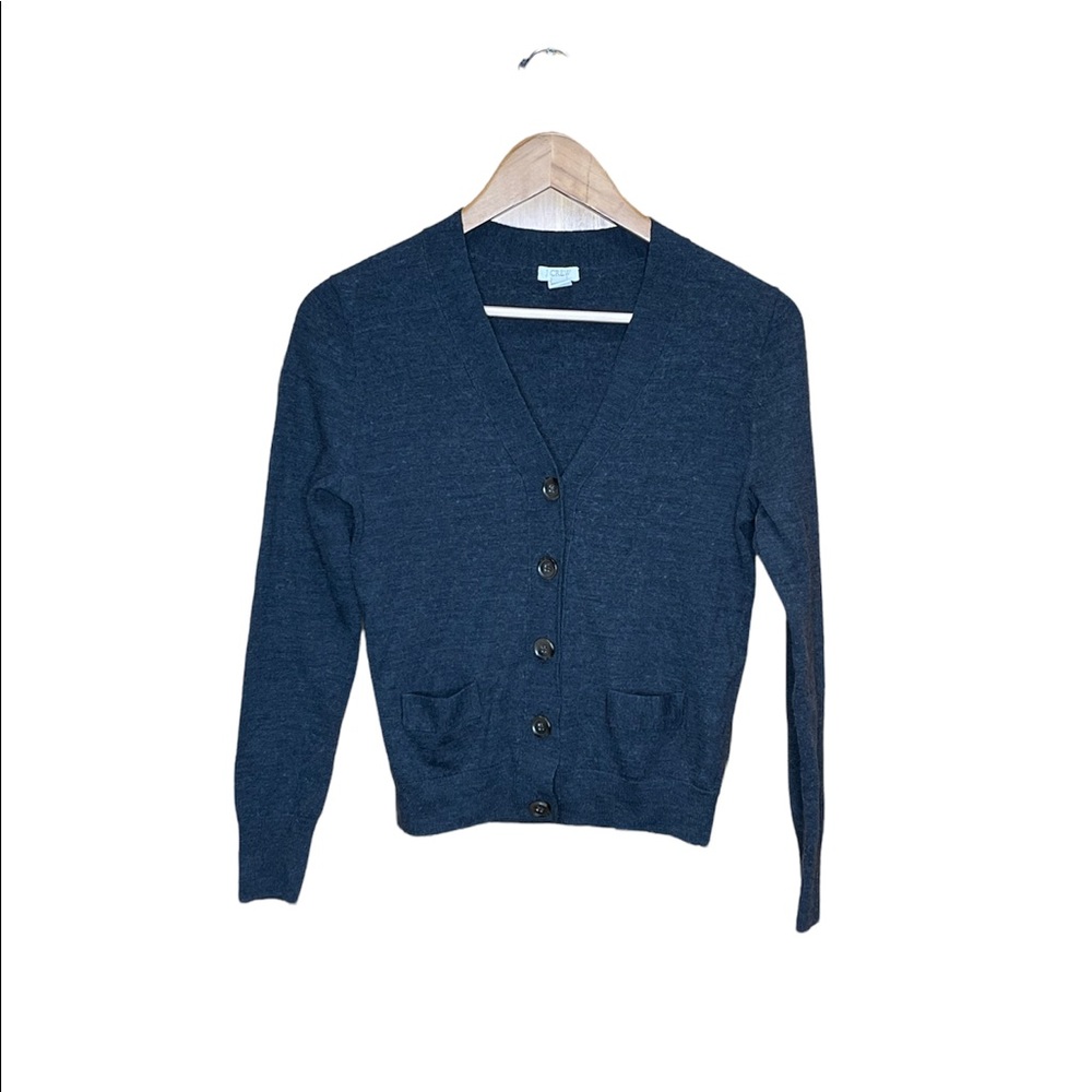 J. Crew Woman’s Wool Blend Dark Gray Button Front Sweater Size Medium